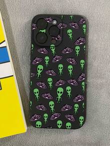 滴落防護外星人黑色柔軟手機殼，適用於iPhone HUAWEI Honor Xiaomi Redmi Samsung Galaxy - 黑色 - 查看 3