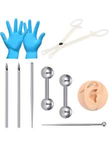 1Set Piercing Kit For All Piercings,Disposable 12G 14G 16G 18G Piercing Needles Clamps With Piercing Taper For Belly Button Nose Septum Nipple Tongue Eyebrow Lip Piercing - Multicolor - View 15