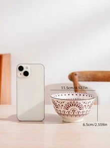 1 件/2 件/4 件 4.5 英寸陶瓷圆形碗，北欧风格创意酒店/餐厅/家居餐具，适用于洗碗机和微波炉，彩色印花螺旋和花朵图案碗，适用于汤/米饭/粥/调味品蘸酱、厨房、圣诞礼物 - 彩色 - 查看 15