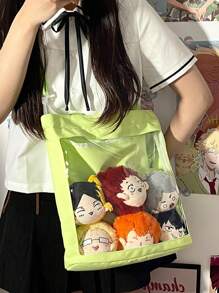 20cm/25cm 可爱卡通毛绒娃娃包女单肩斜挎包JK/Lolita风格学生动漫主题 - 綠色 - 查看 1