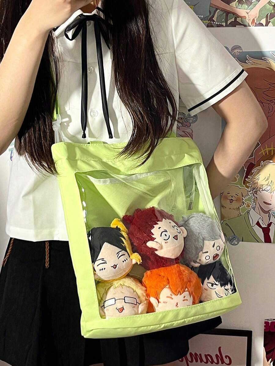 20cm/25cm 可爱卡通毛绒娃娃包女单肩斜挎包JK/Lolita风格学生动漫主题 - 綠色 - 查看 1