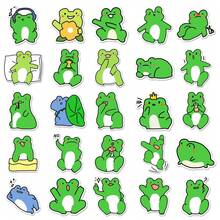 50入組卡通青蛙可愛有趣風格的貼紙，防水，適用於成人、青少年裝飾行李箱、水瓶、手機、筆記本電腦、滑板、行李箱、頭盔，自粘式 - 彩色 - 查看 3