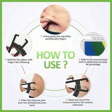 Accurately Measure Your Body Fat Percentage With This 1pc Body Fat Caliper And Measurement Chart Combo! - Multicolor - View 5