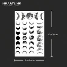 INKARTLINK革命性技術紋身，半永久性紋身，小印花太陽臨時紋身，假紋身，防水，真實的紋身外觀，以植物為基礎，紋身 - 黑色 - 查看 4