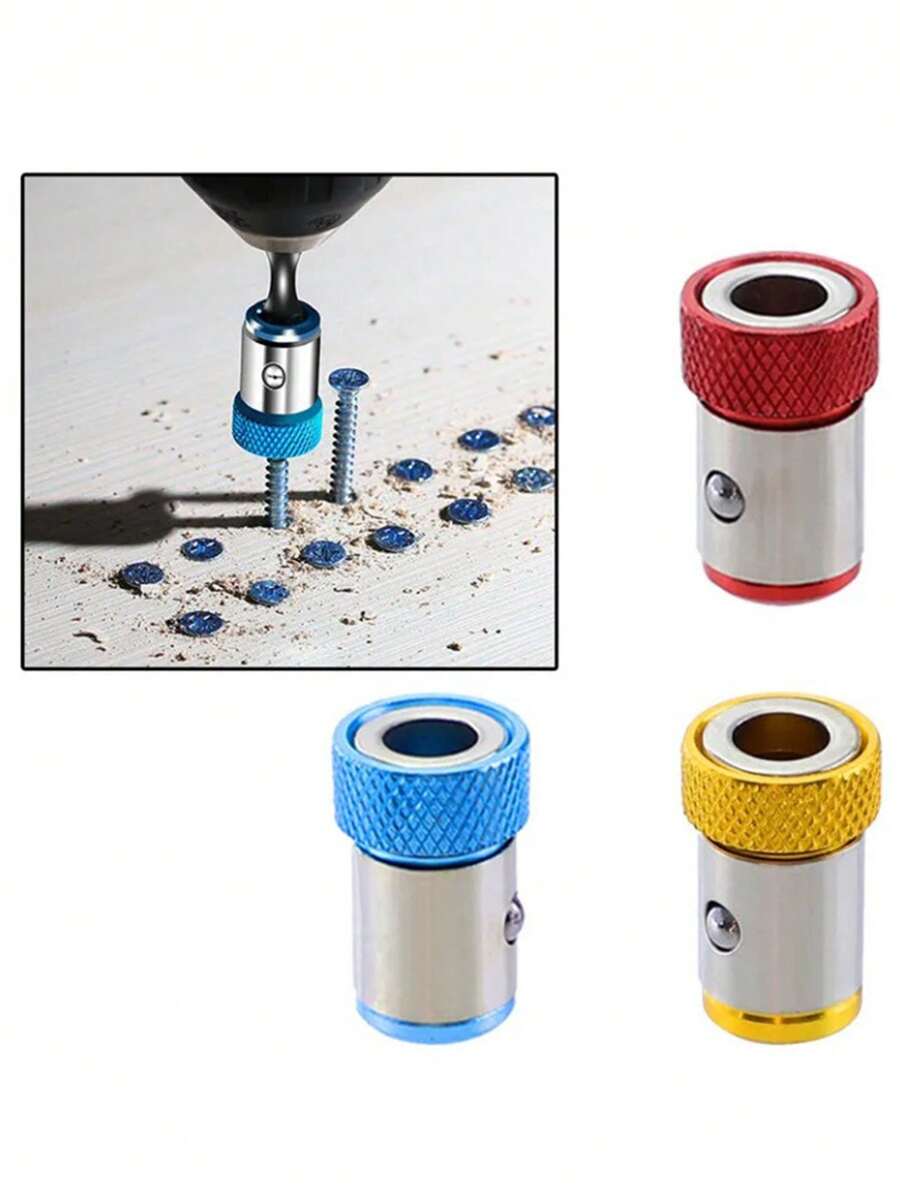 3pcs Universal Anti-Slip Alloy Magnetic Screwdriver Bit Holder With Blue, Yellow And Red Magnetic Rings,Tool Accessories - Blue Red Yellow - View 1