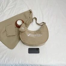 1pc Unique Design Dumpling Shape Sport Fitness Shoulder Bag For Students, Women - Khaki - View 3