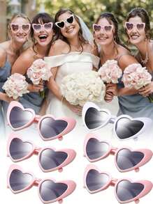 6 أزواج نظارات قلب للزفاف لحفلة وداع العزوبية، هدايا عروس ووصيفات، نظارات كلاسيكية بشكل عين القطة للزفاف وأمسية العروس وحفلات الأعياد والكريسماس، إكسسوارات حفلة خاصة