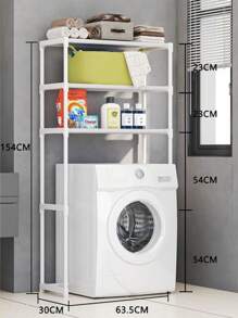 Estantería de Inodoro con 3 Estantes, Estante de Baño, Ahorro de Espacio, Soporte de Lavadora, Montaje Fácil, Estilo Industrial, Estante de Almacenamiento para Baño sobre Organizador de Inodoro Hogar - Blanco - Ver 2