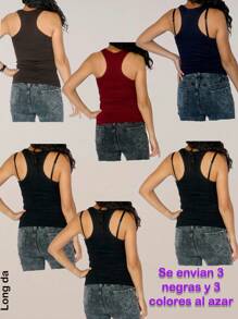 Kit de 6 playeras s para dama con diferentes colores al azar - Multicolor - Ver 2