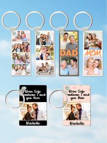 1 Peça Chaveiro Personalizado com Foto da Família, Chaveiro Personalizado da Família, Chaveiro Gravado, Brinde Gravado, Brinde Único para Ela, Ideal para Dia das Mães, Dia dos Pais, Amigos, Animais de Estimação, Avós, Crianças, Formatura, Casamentos, Natal, Inverno, Outono, Acessórios de Natal, Chaveiro Personalizado