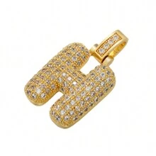 1入鑲嵌泡泡字母金鍍吊墜項鍊,26個字母供男女日常佩戴