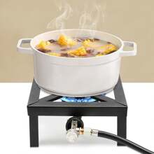 Heavy Duty Camping Stove Single/Double Burner Cast Iron Propane Gas LPG Outdoor BBQ Cooker - 黑色 - 查看 6