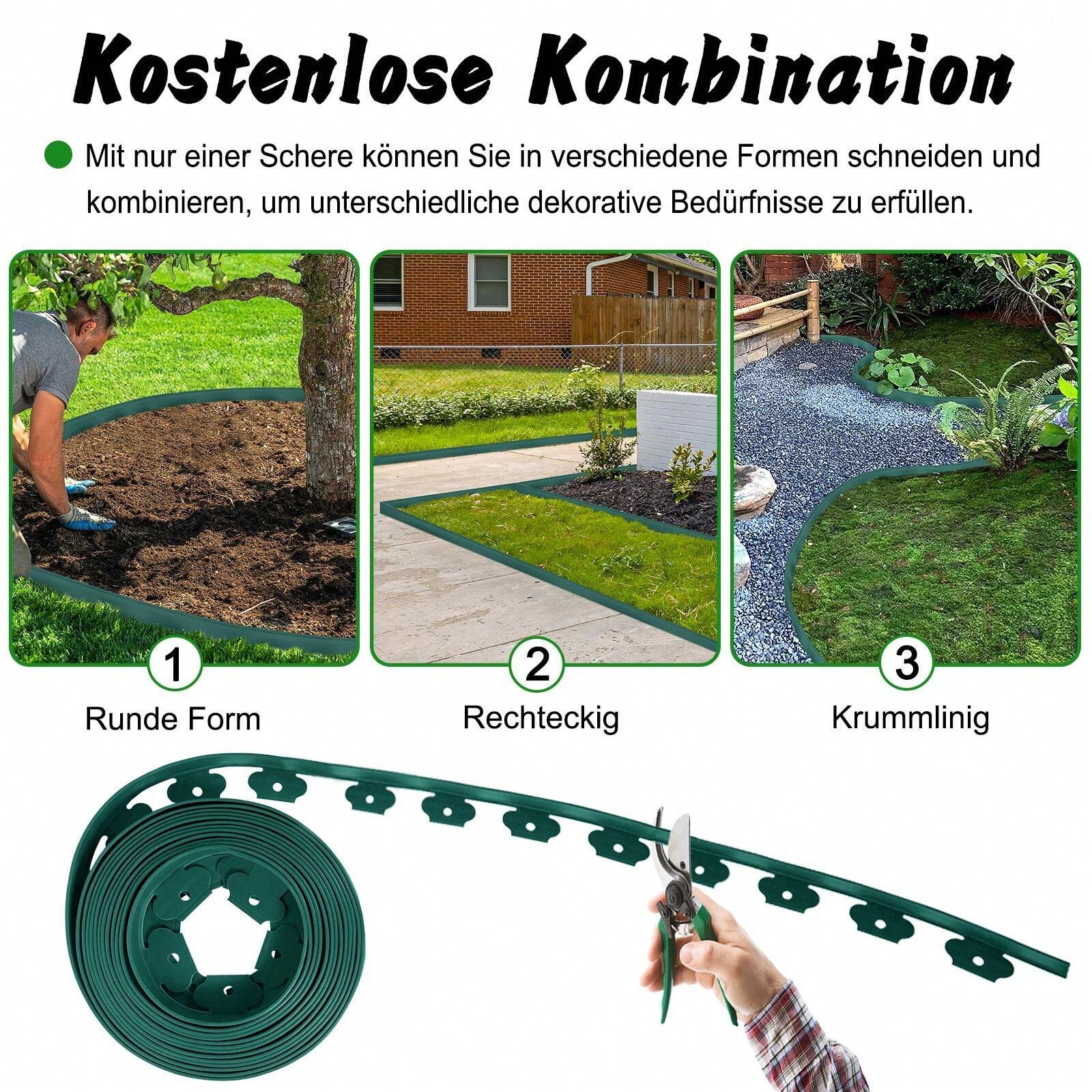 Bordura flessibile bianca per giardino - 4 cm x 10 m con 20 picchetti di fissaggio