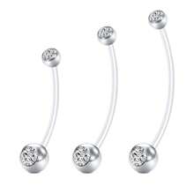 CIZME 3Pcs Plastic Pregnancy Belly Button Rings Long Bar Navel Rings For Maternity Sport Pregnant Women Flexible Clear Belly Piercing Retainer 25mm/32mm/38mmLength Bar - Multicolor - View 12