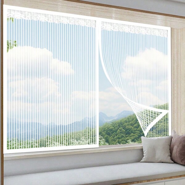 Cortinas de Rede Mosquiteira Auto-adesivas Magnéticas de Verão, Cortinas de Malha Respirável e Permeáveis à Luz Para Janelas de Casa