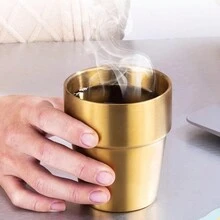 1入不銹鋼兩層隔熱杯，進階砂化工藝不留指紋，適用於家用、餐廳、咖啡館、野餐，可裝水、咖啡、茶、冷飲、牛奶 - 1 - 查看 4