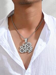 1 chiếc Hip Hop lớn không có ngày nghỉ mặt dây chuyền chuỗi thời trang sáng tạo vòng cổ cho nam đồ trang sức - Bạc - Xem 3