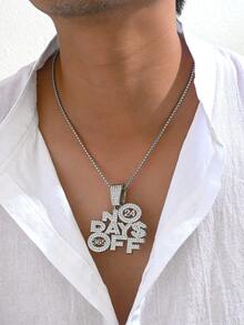 1 chiếc Hip Hop lớn không có ngày nghỉ mặt dây chuyền chuỗi thời trang sáng tạo vòng cổ cho nam đồ trang sức - Bạc - Xem 4