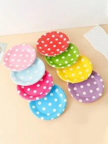 1包含10片圓形彩色假日主題紙盤，為聚會現場裝飾、裝蛋糕或使用的一次性紙盤，適用於家庭聚會假日用品。 - 彩色 - 查看 1