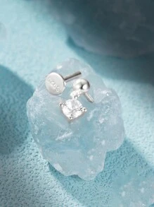 EleRunis 1 đôi bông tai bạc 925 mạ vàng 18K, kiểu cài móng vuốt, thích hợp cho xỏ khuyên xương tai/sụn tai/xoắn tai, trang sức ít gây dị ứng, phù hợp cho phụ nữ và bé gái đeo hàng ngày, dự đám cưới, tiệc tùng, lễ đính hôn. - Bạc - Xem 5