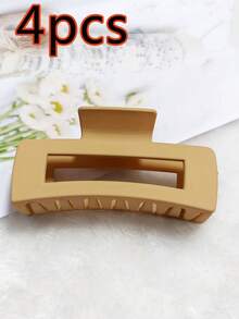 4入組純色霧面中空髮夾，具有強大的防滑力，適合女士，簡約霧面矩形髮夾，可用於女士薄或厚髮的夾子造型配件