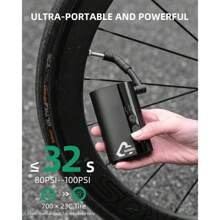 ROCKBROS Mini Bike Pump Electric 150PSI, 32s Fast Inflate Bike Tire Pump With Digigt Guage, Auto-Shutoff Air Pump With Presta And Schrader Valve - Black - View 2