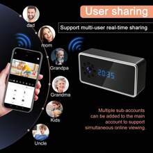 1 Camera ẩn đồng hồ điện tử, Camera gián điệp có tầm nhìn ban đêm 1080P, Camera giám sát trong nhà bảo mẫu. - màu đen - Xem 2