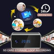 1 Camera ẩn đồng hồ điện tử, Camera gián điệp có tầm nhìn ban đêm 1080P, Camera giám sát trong nhà bảo mẫu. - màu đen - Xem 3