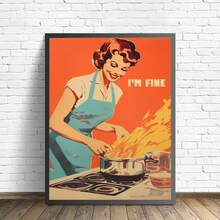 1入組，無框帆布壁畫廚房海報強大的女人繪畫美學家居裝飾，朋友禮品壁畫裝飾，適用於客廳、臥室、辦公室、酒吧牆壁裝飾 - 彩色 - 查看 10