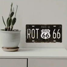 1pc Retro Tin Plaque Metal Car License Plate Sign, Vintage House Living Room Decoration Auto Tag For Car Front Plate Cover, Vanity Tag For Cosmetic Table, Novelty Aluminum License Plate For Men And Women, 6x12in