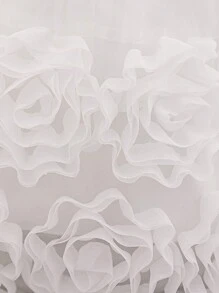 Váy hoa bé gái bằng vải satin lưới họa tiết hoa trơn màu thanh lịch không tay cho tiệc cưới, không bao gồm băng đô - trắng - Xem 8