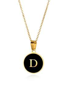 優雅精美的O形鍊環26個字母項鍊吊墜，金色簡約項鍊，適合作為女孩的節日生日禮物，不鏽鋼珠寶