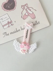1Pc Angel Wing Design Manual-Retractable Utility Knife Pocket Knife Mini Portable Ballet Style Handmade Utility Knife Bow Unboxing Tool For Students Hand Ledger Thiết kế sáng tạo dễ thương Dao văn phòng phẩm, Quay lại trường học, Đồ dùng học tập - Nhiều màu - Xem 12