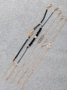 1 chiếc đồng hồ thạch anh mặt tròn thời trang bằng da PU màu đen và 5 chiếc vòng tay trang trí hình trái tim, dùng để trang trí hàng ngày làm quà tặng cho học sinh trở lại trường vào ngày lễ tình nhân - màu đen - Xem 7