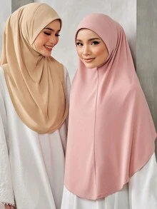 Modest Hijab Full Coverage Breathable Instant Hijabs, Convenient Elastic Sweat-Absorbent Muslim Headscarf For Women, Plus Size - Multicolor - View 2