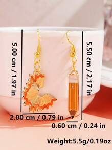 1 đôi Bông tai bất đối xứng bằng bút chì kim loại sáng tạo và dễ thương, lý tưởng cho ngày nhà giáo và quà tặng tốt nghiệp cho phụ nữ - Màu xanh lá cây đậm - Xem 7