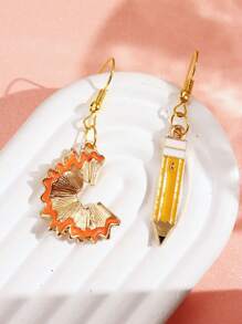 1 đôi Bông tai bất đối xứng bằng bút chì kim loại sáng tạo và dễ thương, lý tưởng cho ngày nhà giáo và quà tặng tốt nghiệp cho phụ nữ - Màu xanh lá cây đậm - Xem 4