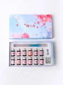 Neues Set für romantischen Glasfeder-Tintenstift, mehrteiliges Set in Geschenkbox, Farbverlauf Set, ideal für Geburtstagsgeschenke für Freunde und Klassenkameraden zum Schulanfang Saison