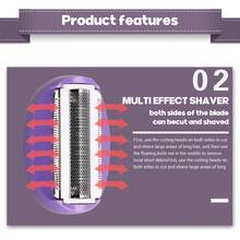 1入便攜式電動女性脫毛器，按鈕式USB充電式電動修剪器，適用於女性夏季脫毛護膚（14*4.7cm） - 紫色 - 查看 5