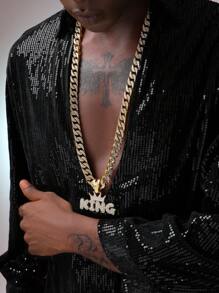 Hip Hop For Women Men Fashion Rhinestone Letter & Crown Charm Necklace Perfect Jewelry Gift For Party