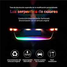 Tira Led Secuencial 120cm Para Cajuela Direccionales Reversa,Tira de luces LED luz de cajuela, trasera, luz direccional, de freno,tipo flujo, Tira de Luces LED para Coche,1.2m para Exteriores con Control de aplicación inalámbrico,Luces LED de circulación Diurna,Kit de Luces de neón, 120cm Tiras Led Barras Cajuela Autos Coche - Multicolor - Ver 5