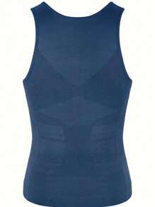 Men's 2 Pcs Compression Shirt Slimming Body Shaper Vest Gym Workout Tank Top Sleeveless Abdomen Shapewear Gynecomastia Compression Shirts, Tummy Control Undershirts - Change In Seconds - Blue - View 5
