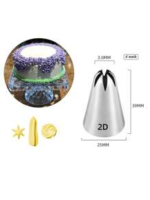 3Pcs 1M#2F#2D# Stainless Steel Icing Piping Nozzles, Rose Flower Pastry Nozzles For Cakes Fondant Decorations Cookie Cupcake Dessert Cream Nozzles - Silver - View 7