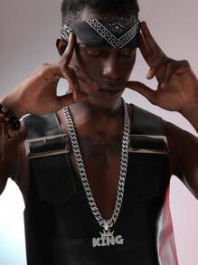 Hip Hop For Women Men Fashion Rhinestone Letter & Crown Charm Necklace Perfect Jewelry Gift For Party