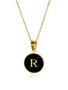 優雅精美的O形鍊環26個字母項鍊吊墜，金色簡約項鍊，適合作為女孩的節日生日禮物，不鏽鋼珠寶