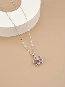 1 件不锈钢 5 瓣旋转花项链，适合女性日常佩戴，女士金色项链，高品质 18K 金项链，女士珠宝项链，万圣节礼物，圣诞节礼物，女士配饰