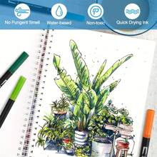 12/24/36/48/60 色双头毛笔，细头和宽头，水性艺术马克笔，用于绘画、绘画和着色，适合 14 岁以上儿童