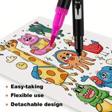 12/24/36/48/60 色双头毛笔，细头和宽头，水性艺术马克笔，用于绘画、绘画和着色，适合 14 岁以上儿童