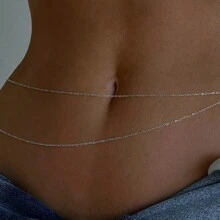1pc Minimalist Double-Layered Chain Waist Belt, Women, For Date, Holiday, Gift, Daily Wear
