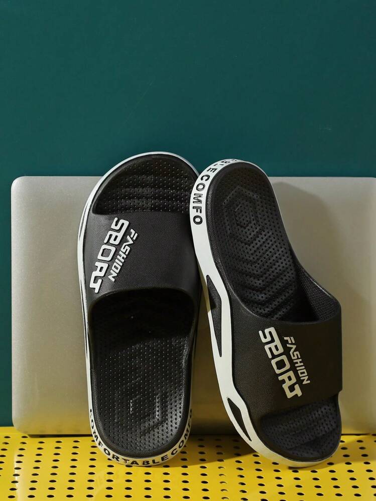 男款戶外拖鞋軟底家居拖鞋室內外厚底平底人字拖 - 黑與白 - 查看 6